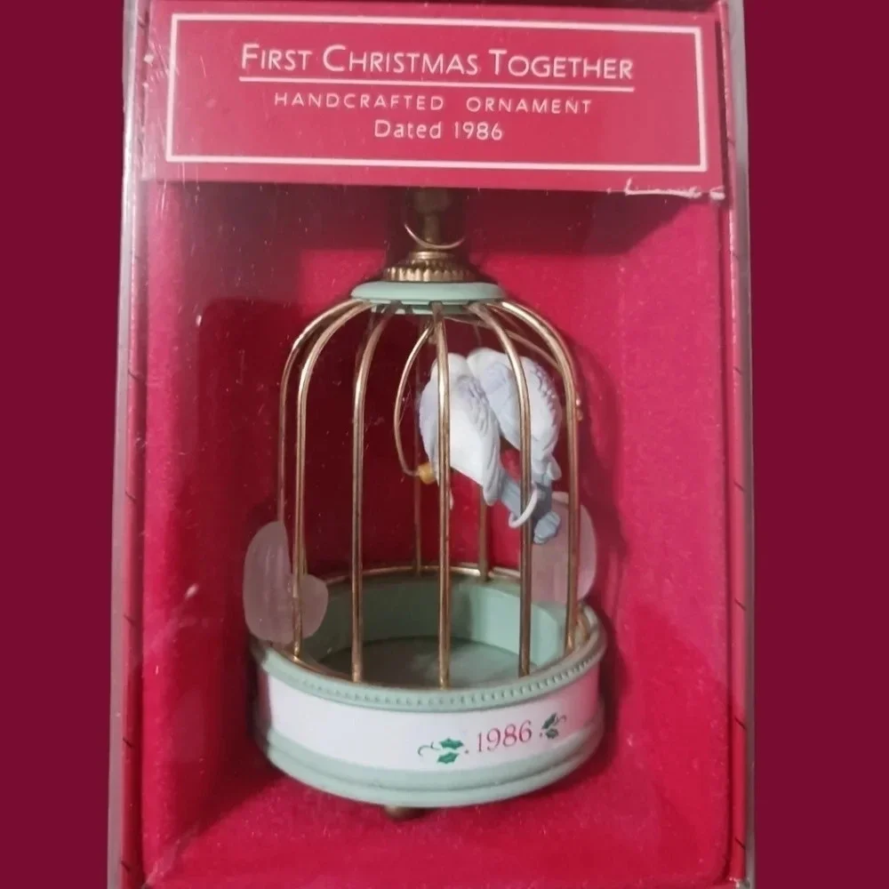 Hallmark vtg first christmas lovebirds christmas ornament 1986